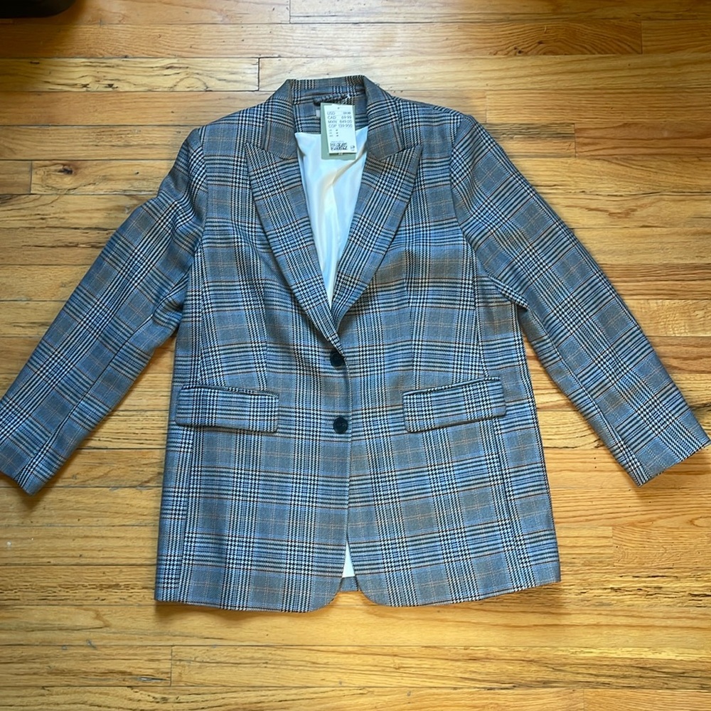 H&M Oversized Plaid Blazer Size M